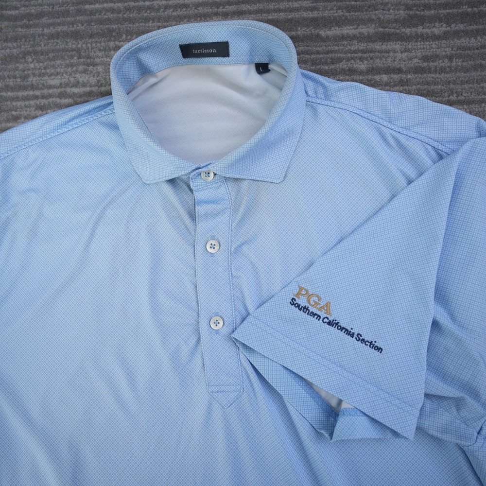 Turtleson Polo Shirt Men Light Blue Golf PGA Souther California SS Large